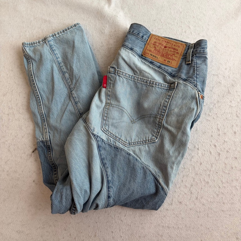 Levi's Hi-Ball Jeans Mens 34 Blue Patchwork Tapered Leg
